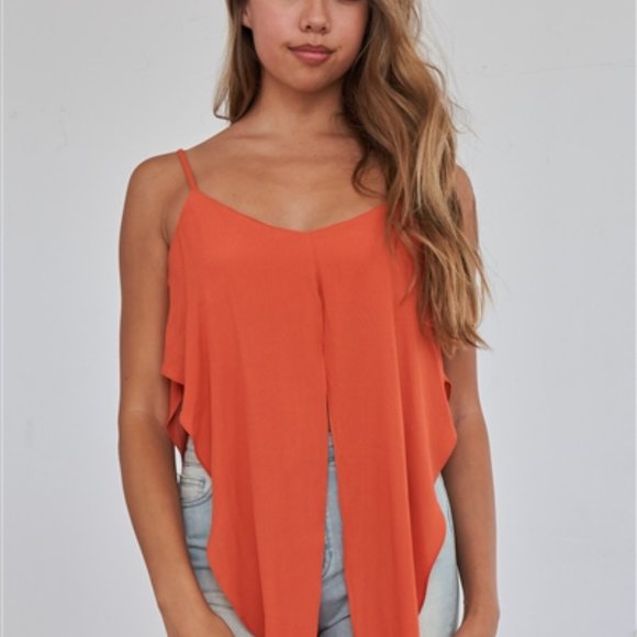 Rust Orange Wrap Waist Cami Top  NWT    small med large - Picture 3 of 3
